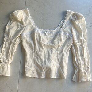 NEW Reformation Amalie Tiered Sleeve Cream Top